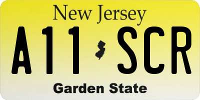 NJ license plate A11SCR