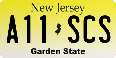 NJ license plate A11SCS