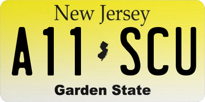 NJ license plate A11SCU