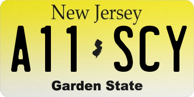 NJ license plate A11SCY