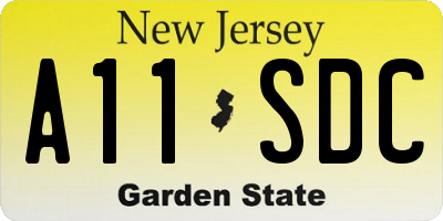 NJ license plate A11SDC