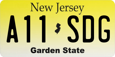 NJ license plate A11SDG