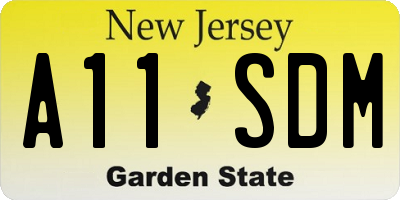 NJ license plate A11SDM