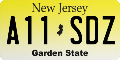 NJ license plate A11SDZ