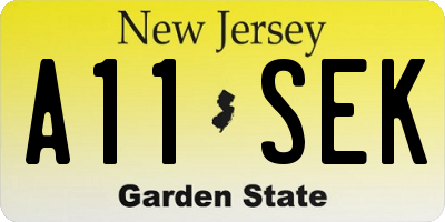 NJ license plate A11SEK