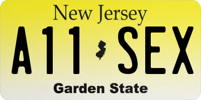 NJ license plate A11SEX