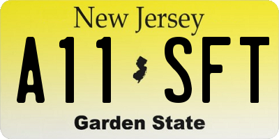 NJ license plate A11SFT