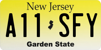 NJ license plate A11SFY