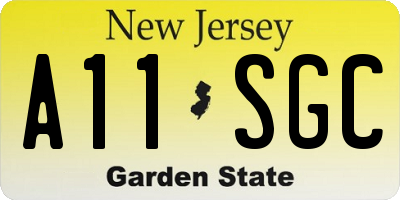 NJ license plate A11SGC