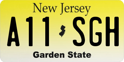 NJ license plate A11SGH
