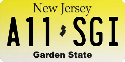 NJ license plate A11SGI