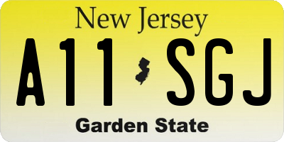 NJ license plate A11SGJ