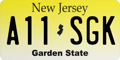 NJ license plate A11SGK
