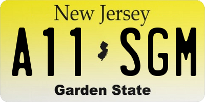 NJ license plate A11SGM
