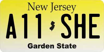 NJ license plate A11SHE