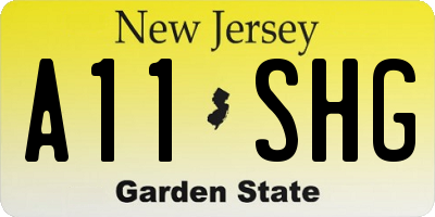 NJ license plate A11SHG