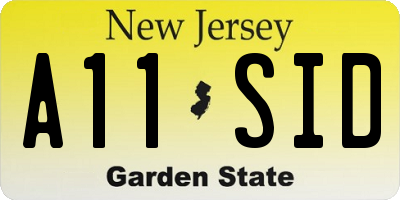 NJ license plate A11SID