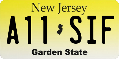 NJ license plate A11SIF