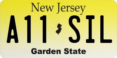 NJ license plate A11SIL