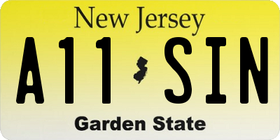 NJ license plate A11SIN