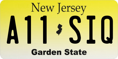 NJ license plate A11SIQ