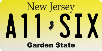NJ license plate A11SIX