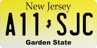 NJ license plate A11SJC