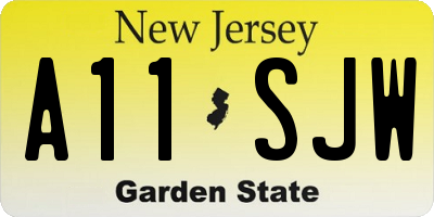 NJ license plate A11SJW