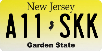 NJ license plate A11SKK