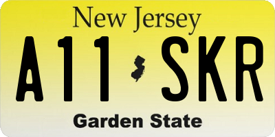 NJ license plate A11SKR