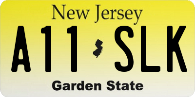 NJ license plate A11SLK