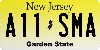 NJ license plate A11SMA