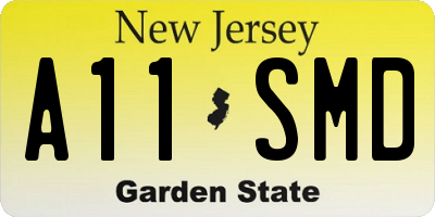 NJ license plate A11SMD