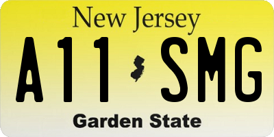 NJ license plate A11SMG