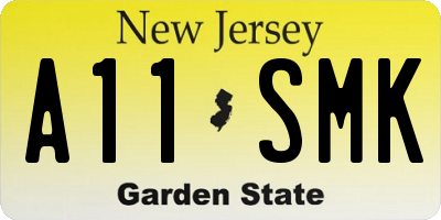 NJ license plate A11SMK