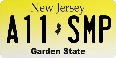 NJ license plate A11SMP