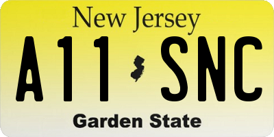 NJ license plate A11SNC