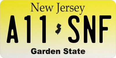 NJ license plate A11SNF