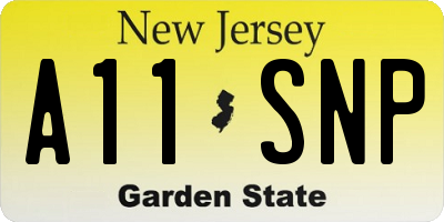 NJ license plate A11SNP