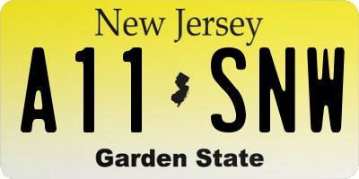 NJ license plate A11SNW