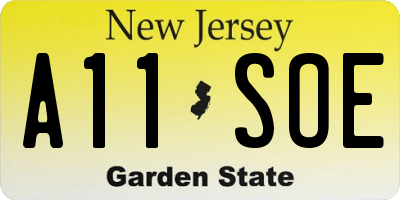NJ license plate A11SOE