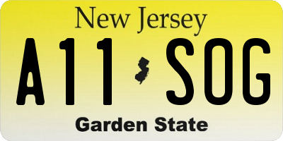 NJ license plate A11SOG