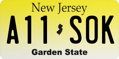 NJ license plate A11SOK