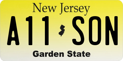NJ license plate A11SON