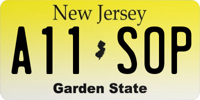 NJ license plate A11SOP