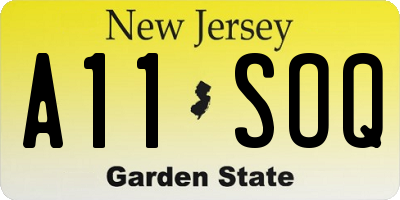 NJ license plate A11SOQ