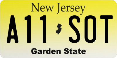 NJ license plate A11SOT