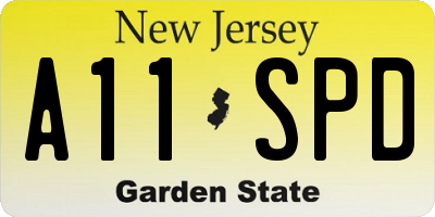 NJ license plate A11SPD