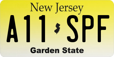 NJ license plate A11SPF