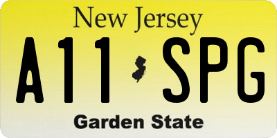 NJ license plate A11SPG